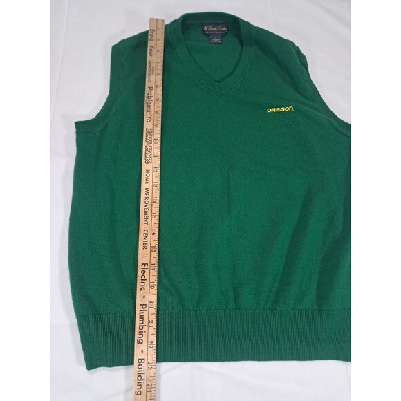 Womens Merino Wool Vest University Oregon UO Ducks Brooks Brothers Large Green - Picture 5 of 6